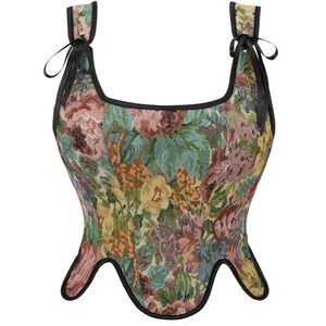 9071 Sexy Vintage 1920s Renaissance Lace Trim Asymmetrical Hemline Corset